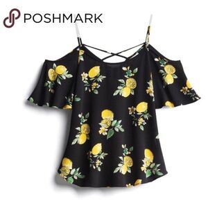 🍋 Stitch fix cold, shoulder lemon blouse